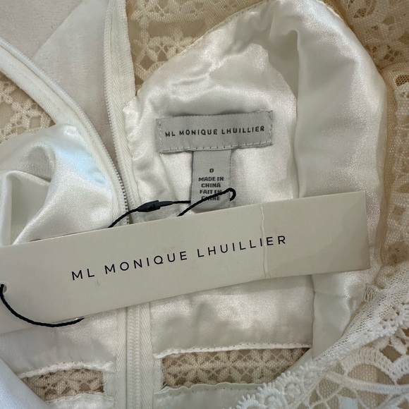 ML Monique Lhuillier Fluted Macramé Lace Mini Dress NWT Size 0 Bridal - Picture 9 of 9